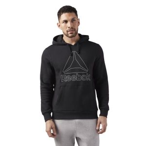 Reebok Elements Big Logo Kapuzenpullover Herren - Schwarz - DE 359-GCY